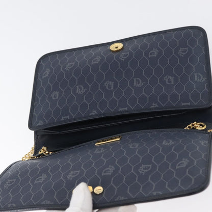 Christian Dior Vintage Chain Flap Leather, Navy, Leather, Shoulder Bag