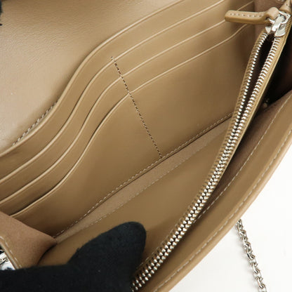 Fendi Continental Wallet on Chain Studded Leather, Beige, Leather, Crossbody Bag