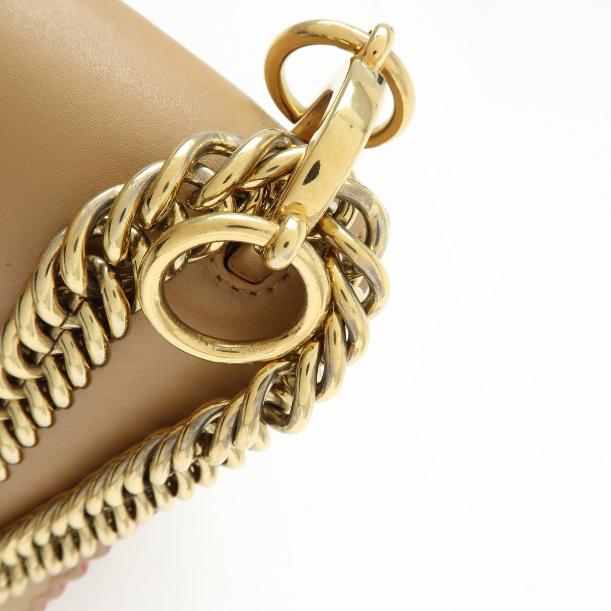 Fendi Kan I Leather, Beige, Leather, Shoulder Bag