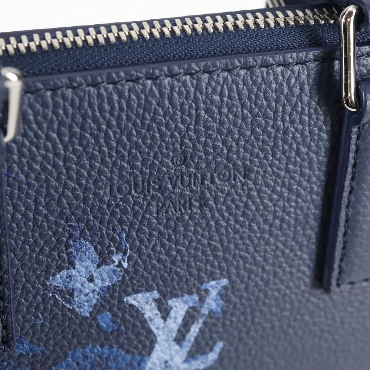 Louis Vuitton Sac Plat Zipped Limited Edition Monogram Ink Watercolor Leather, Blue, Canvas, Handbag