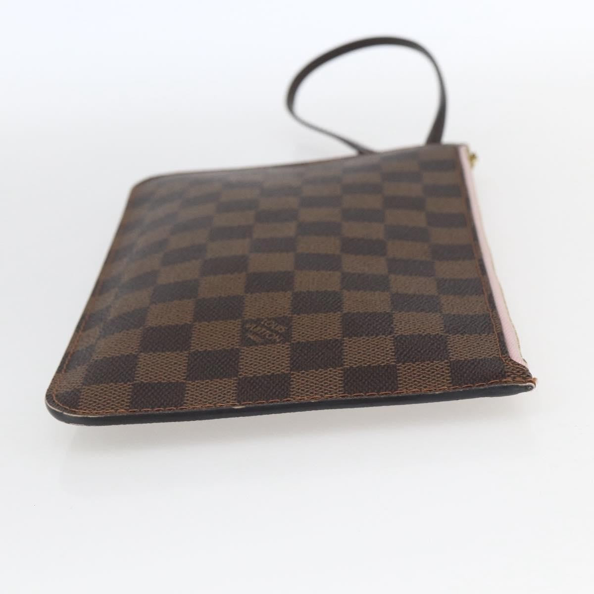 Louis Vuitton Neverfull Pochette Damier Ebene, Brown, Canvas, Clutch