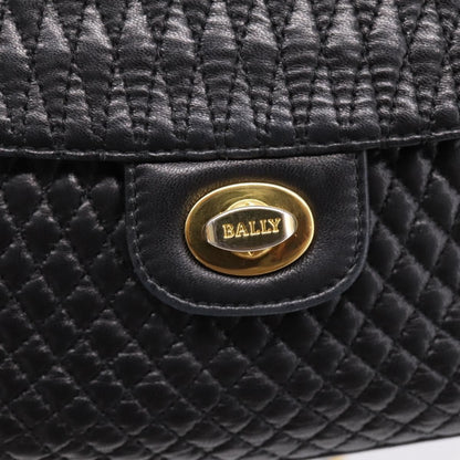 Bally Vintage Chain Quilted Leather, Black, Leather, Shoulder Bag