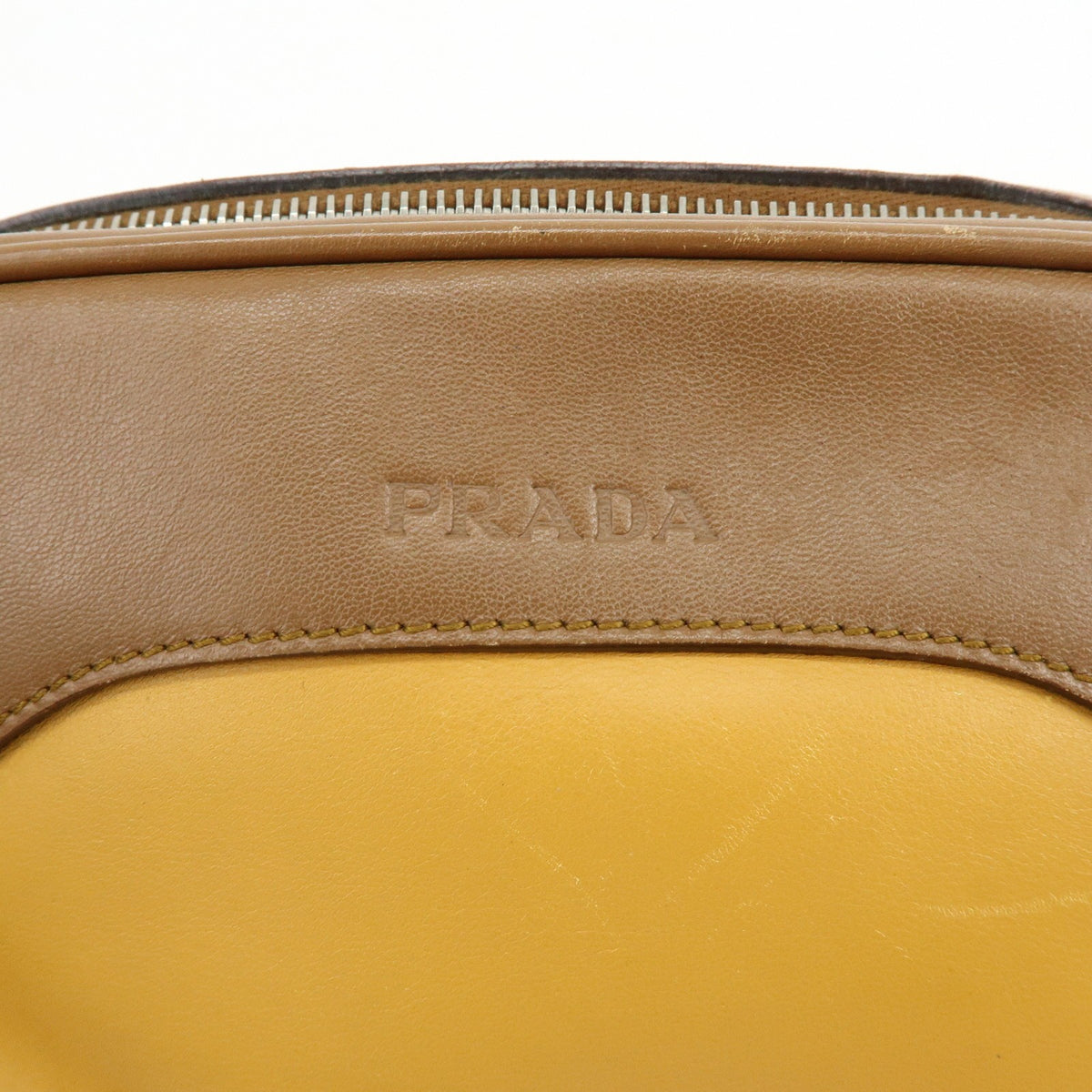 Prada Shoulder Leather, Yellow, Leather, Shoulder Bag