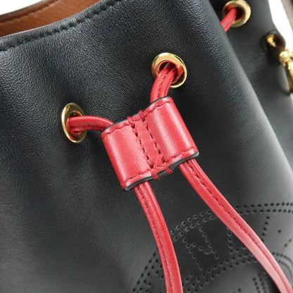 Fendi Mon Tresor Bucket Perforated Leather, Black, Leather, Handbag