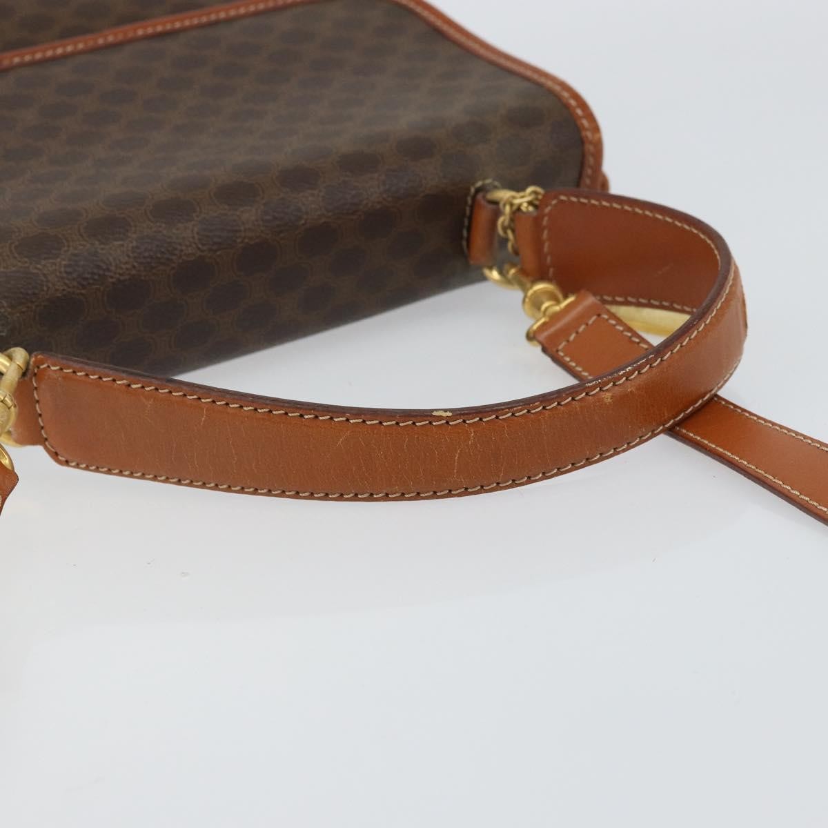 Celine Vintage Macadam Canvas, Brown, Canvas, Handbag