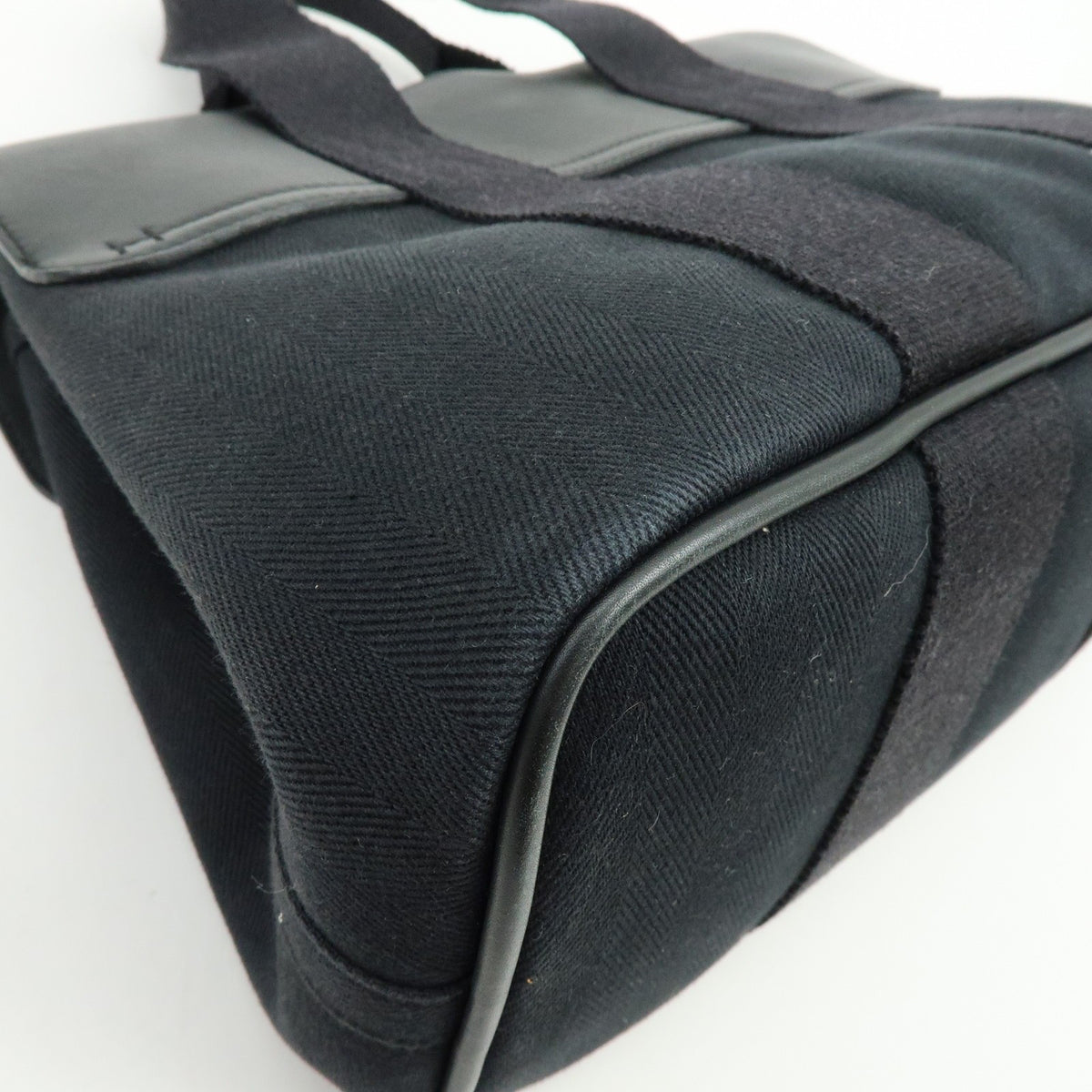 Hermes Valparaiso Toile and Leather, Black, Canvas, Handbag