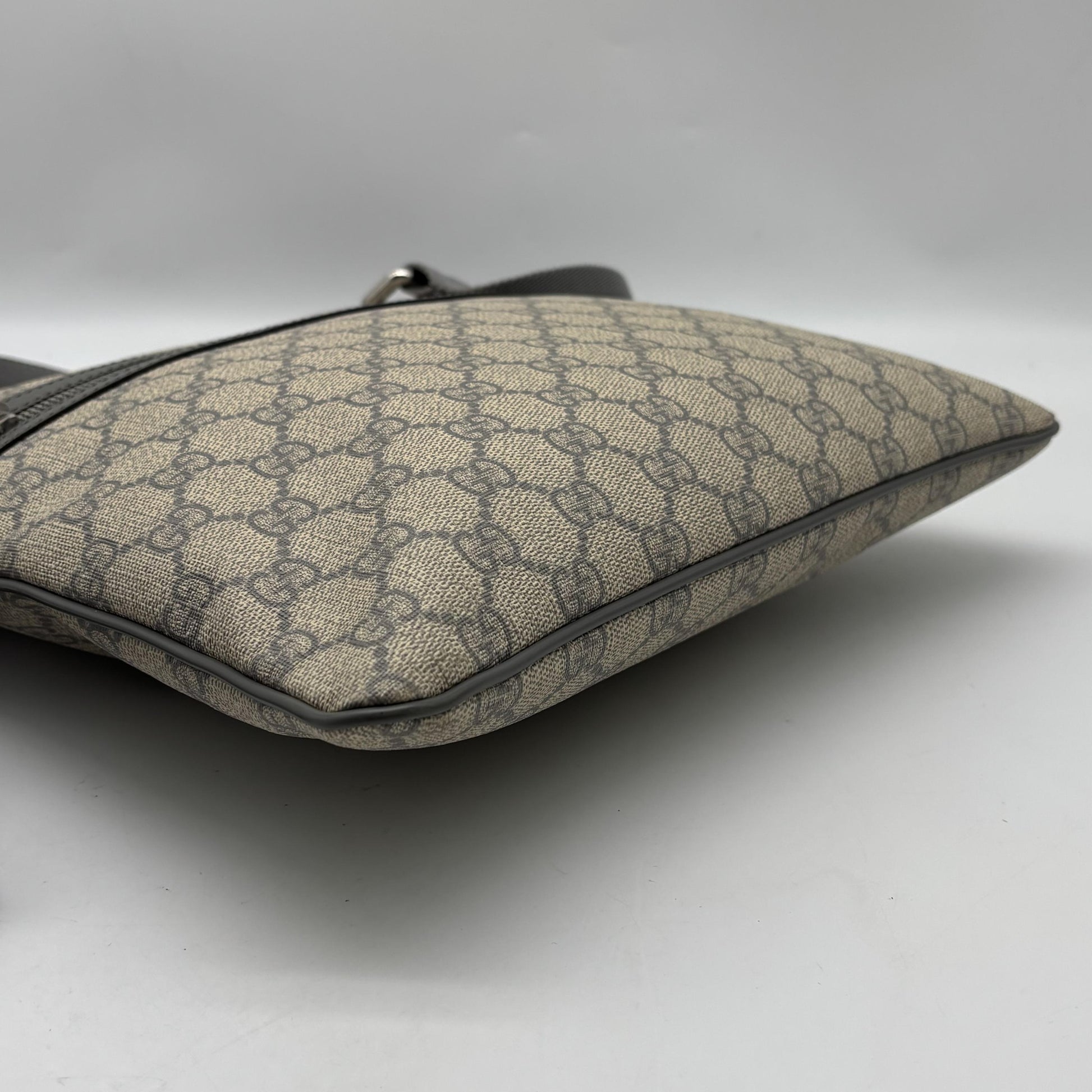 Gucci Front Zip Flat Messenger GG Coated Canvas, Beige, Canvas, Shoulder Bag