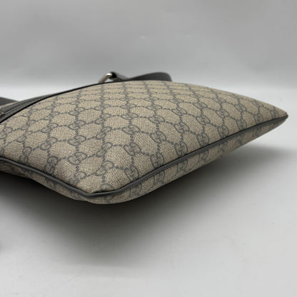 Gucci Front Zip Flat Messenger GG Coated Canvas, Beige, Canvas, Shoulder Bag