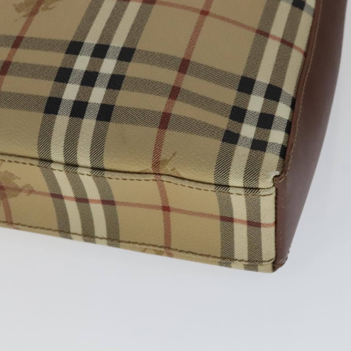 Burberry Shoulder Haymarket Coated Canvas, Beige, PVC, Shoulder bag