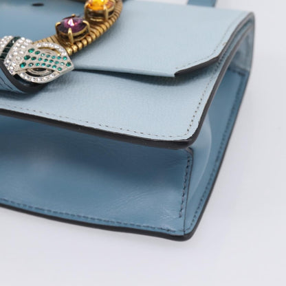 Miu Miu Madras Crystal Buckle Leather, Blue, Leather, Shoulder Bag