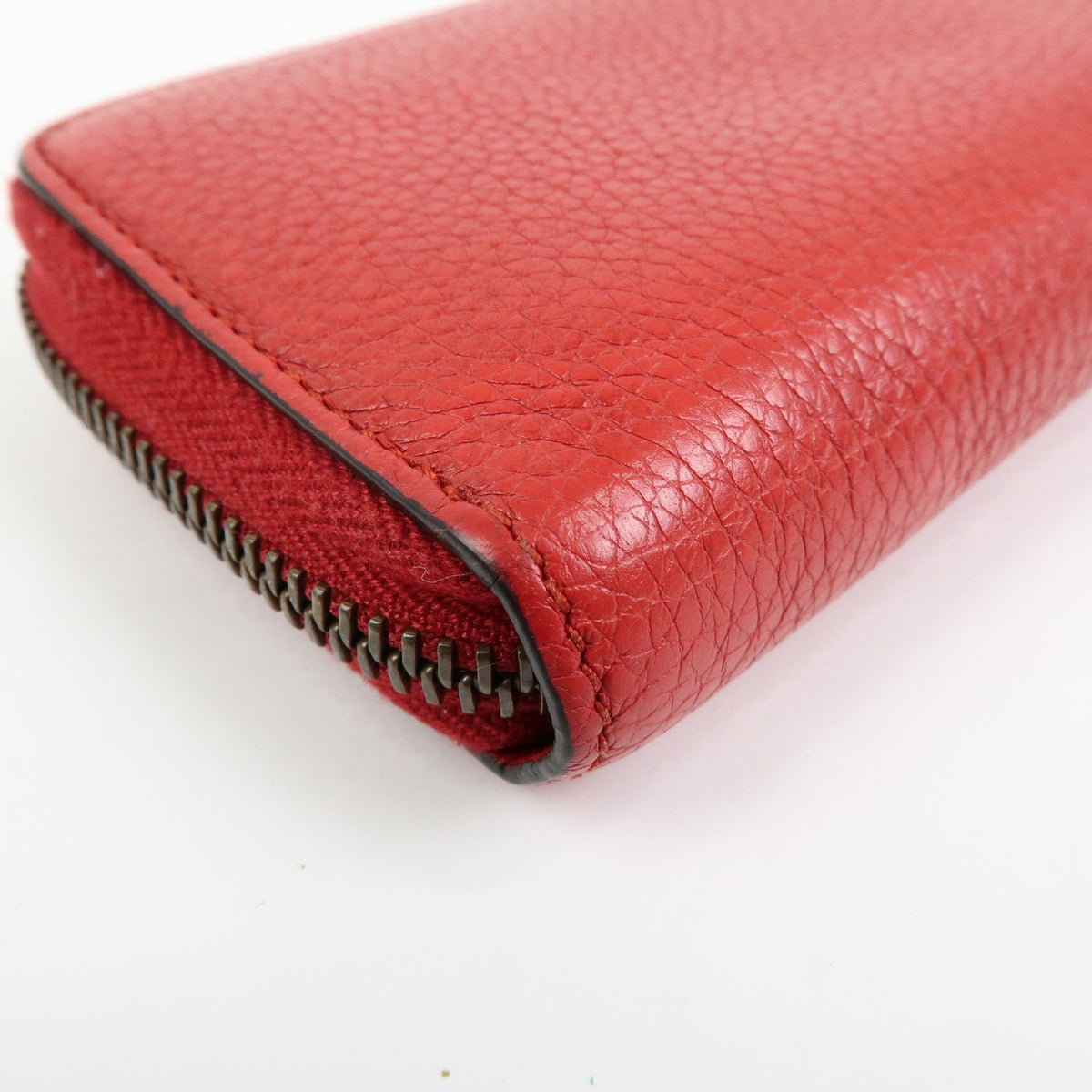 Gucci Logo Zip Card Case Printed Leather, Red, Leather, Wallet