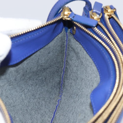 Celine Trio Leather, Blue, Leather, Shoulder Bag