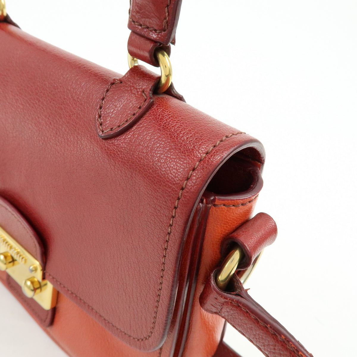 Miu Miu Madras Top Handle Leather, Red, Leather, Handbag