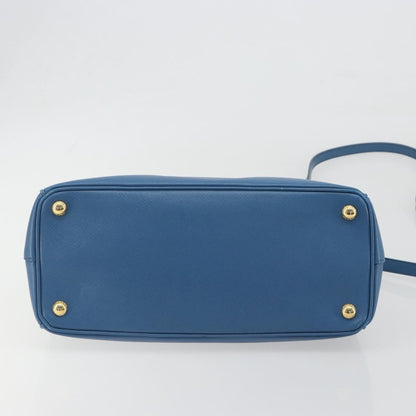 Prada Double Zip Lux Tote Saffiano Leather, Blue, Leather, Handbag
