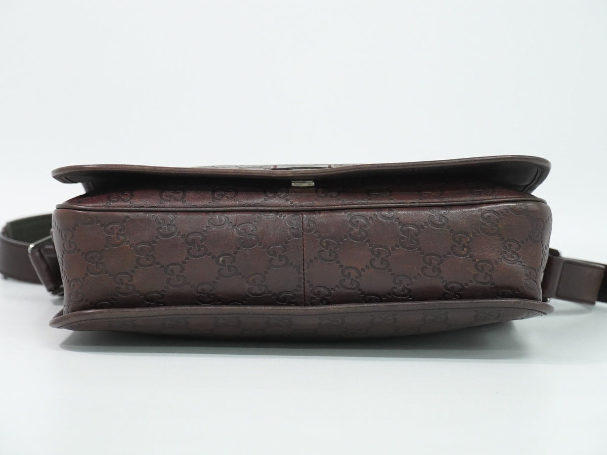 Gucci Flap Messenger Bag (Outlet) Guccissima Leather, Brown, Leather, Shoulder Bag
