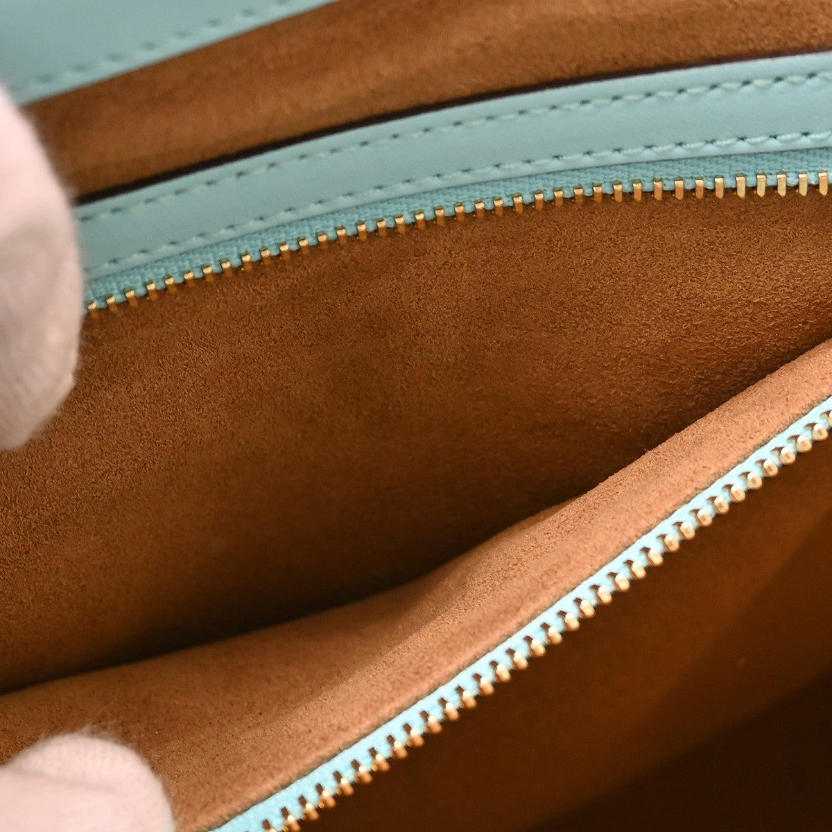 Gucci Padlock Top Handle Leather, Blue, Leather, Handbag