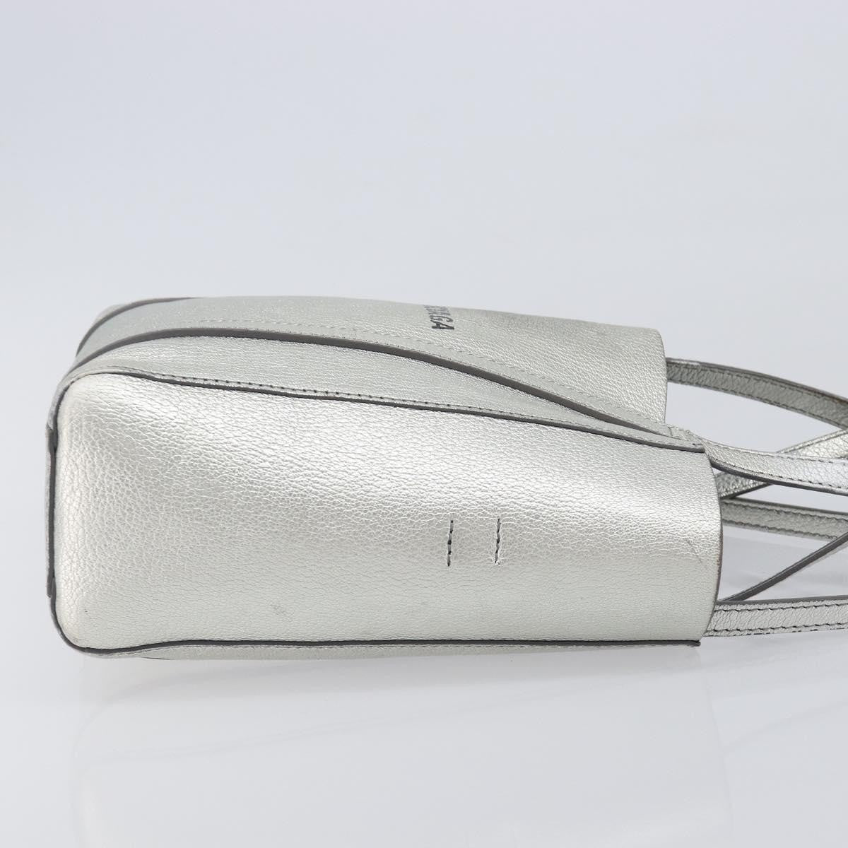 Balenciaga Everyday Glitter Leather, Silver, Leather, Tote Bag