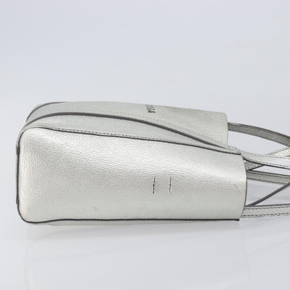 Balenciaga Everyday Glitter Leather, Silver, Leather, Tote Bag