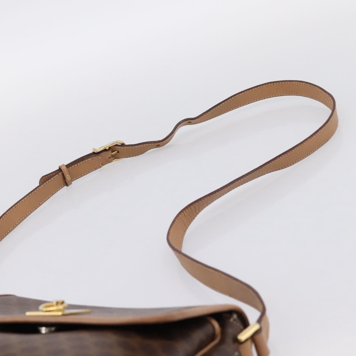 Celine Macadam Leather, Brown, Canvas, Shoulder Bag