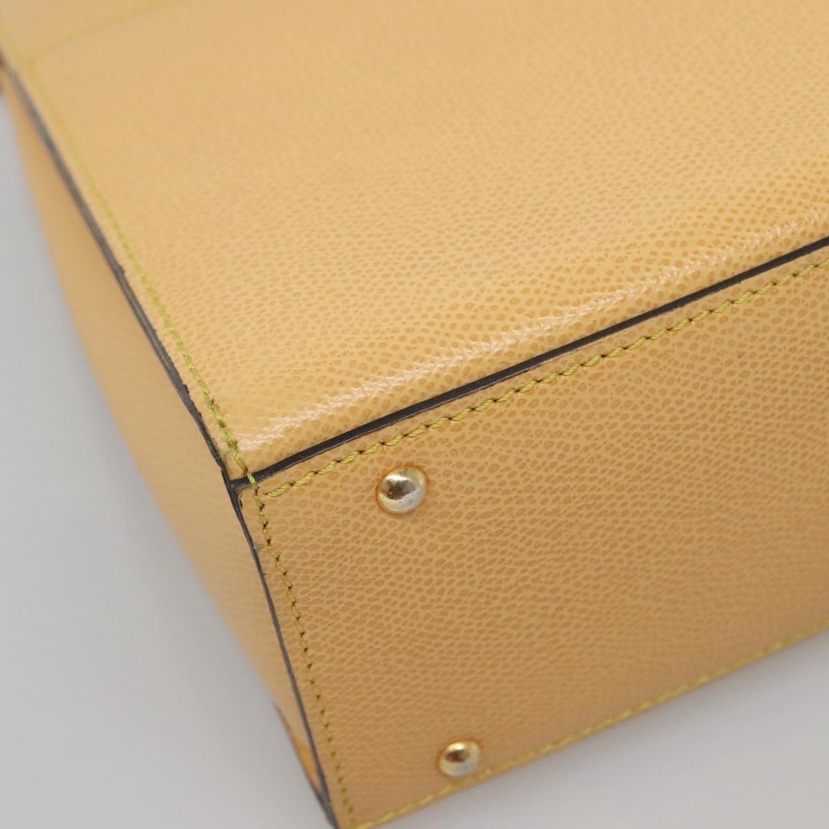 Celine Vintage Turnlock Leather, Yellow, Leather, Handbag