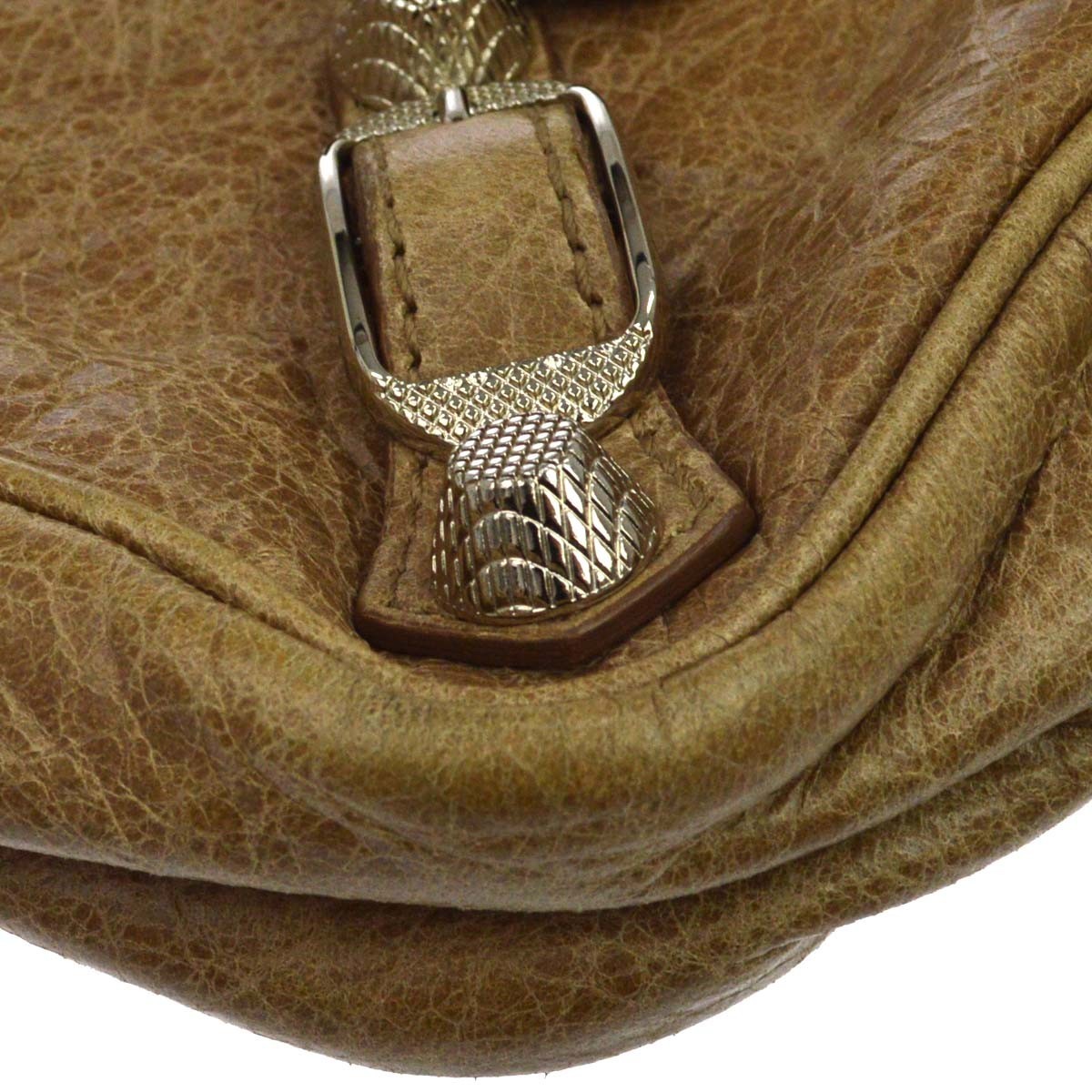 Balenciaga Hip Classic Studs Leather, Brown, Leather, Crossbody Bag