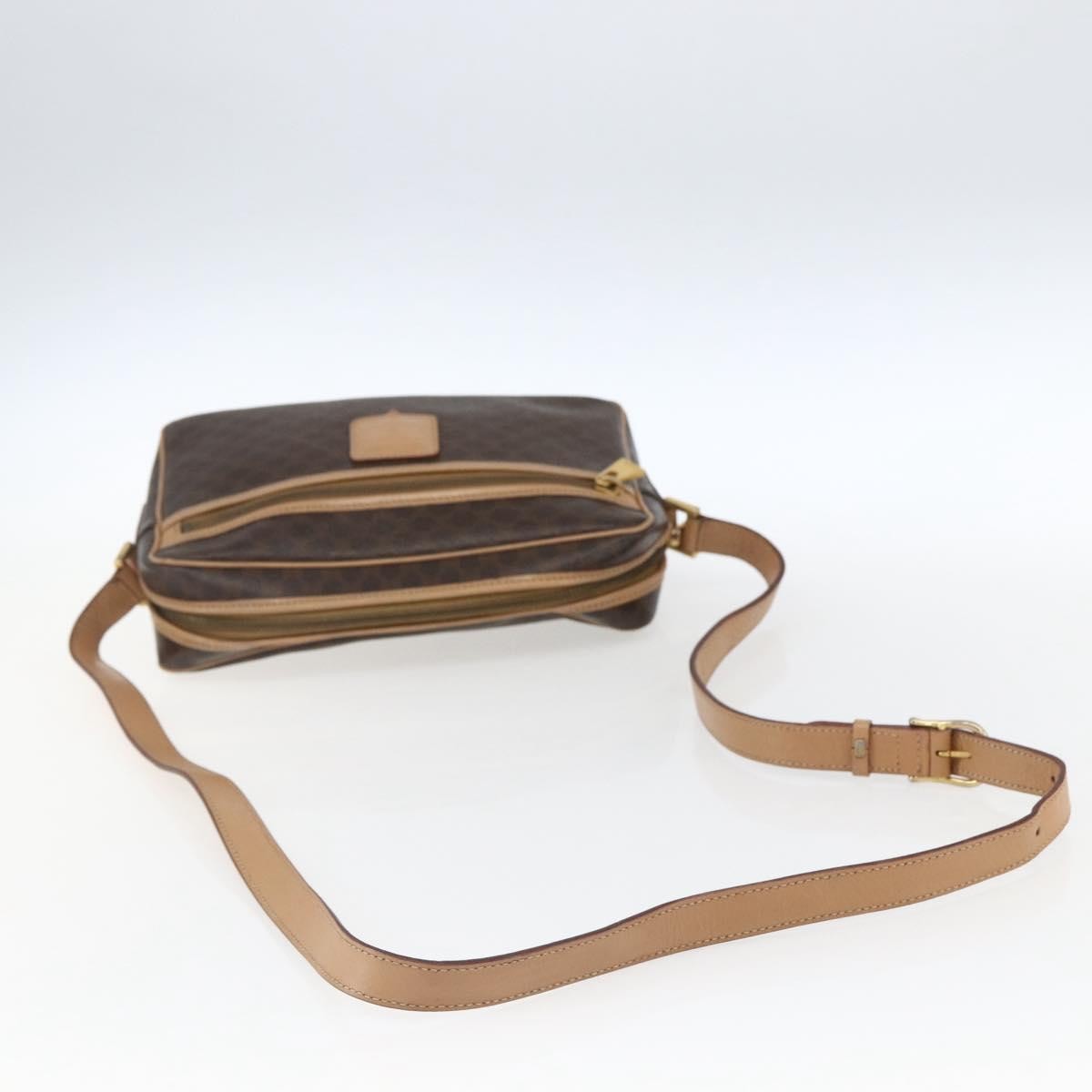 Celine Vintage Macadam Canvas and Leather, Brown, Canvas, Shoulder Bag