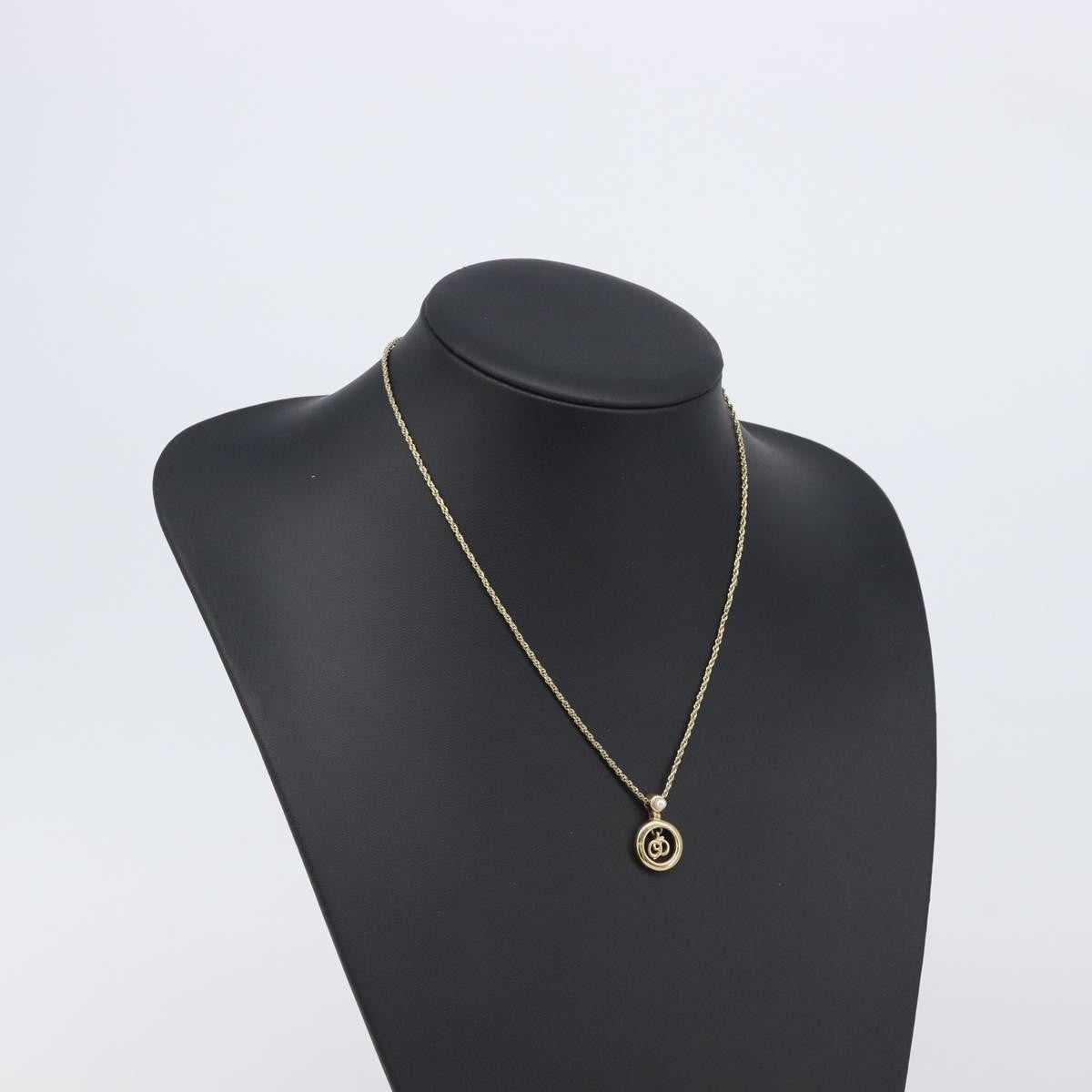 Christian Dior Vintage CD Pendant Metal, Gold, Metal, Necklace