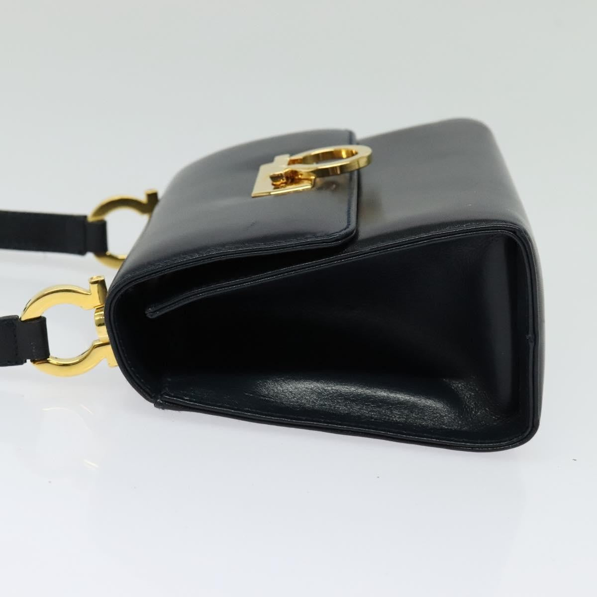 Salvatore Ferragamo Gancini Leather, Black, Leather, Shoulder Bag