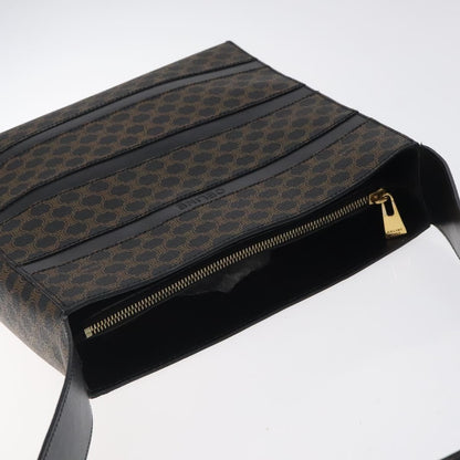 Celine Vintage Macadam Canvas and Leather, Black, Canvas, Shoulder Bag