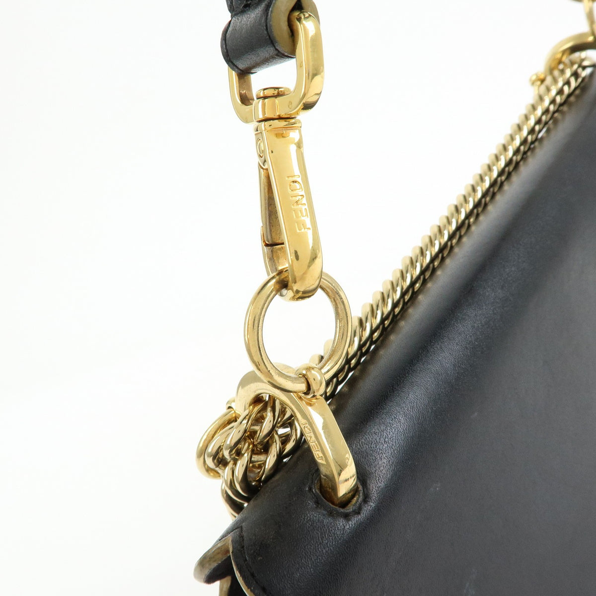 Fendi Kan I Leather, Black, Leather, Shoulder Bag