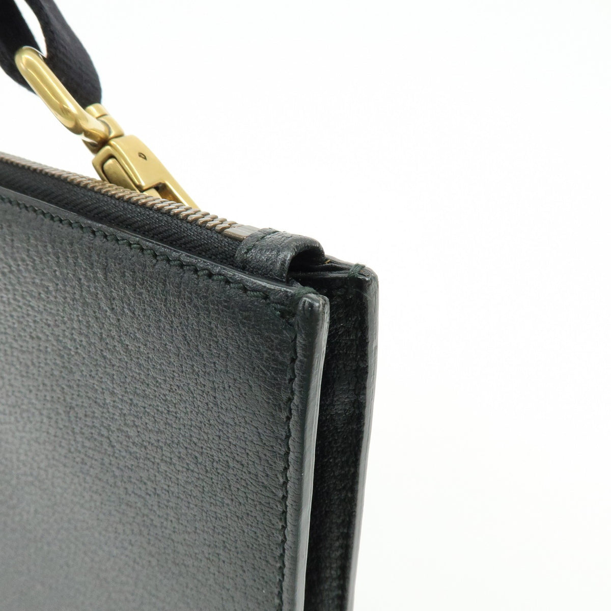 Gucci Web Strap Front Zip Messenger Leather, Black, Leather, Handbag