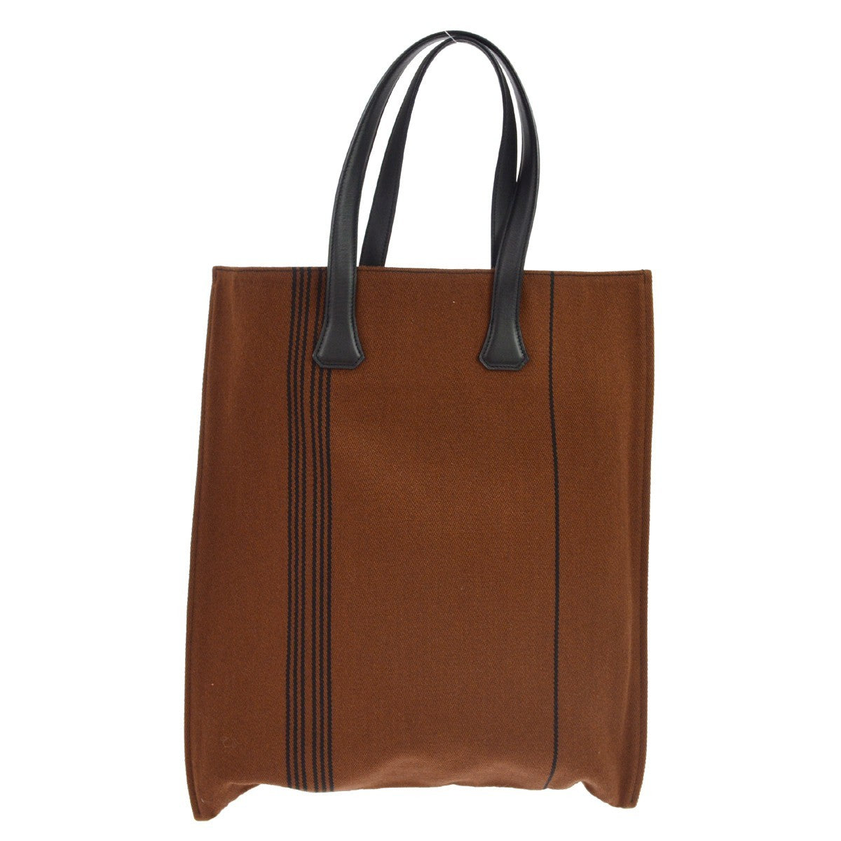 Hermes Calicut Cabas Ribbed Canvas with Leather, Brown, Canvas, Tote Bag
