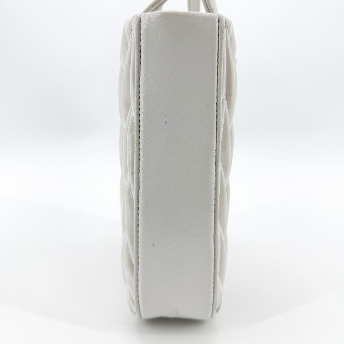 Miu Miu Matelassé Nappa Leather Top Handle Bag Leather, White, Leather, Clutch