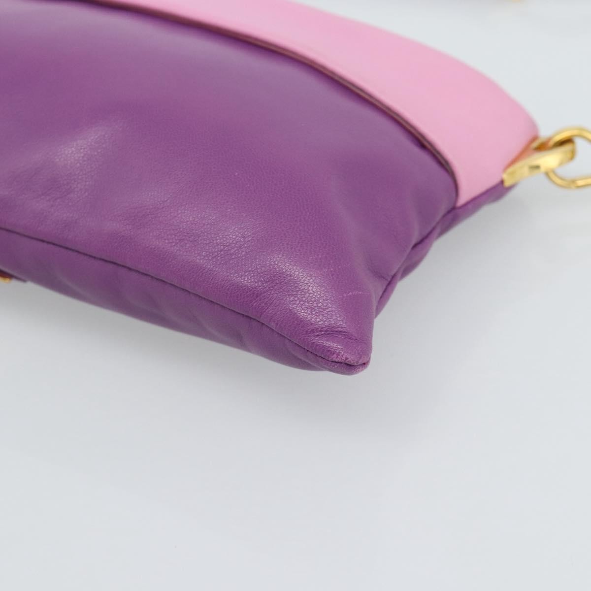 Prada Fold Over Chain Flap Soft Calf, Purple, Leather, Handbag