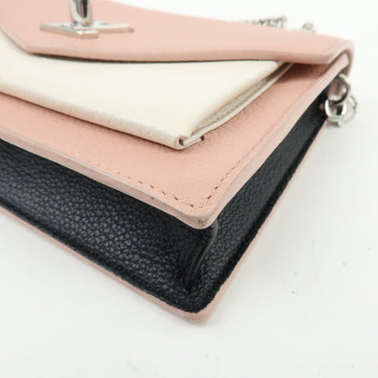 Louis Vuitton Mylockme Chain Pochette Leather, Pink, Leather, Clutch