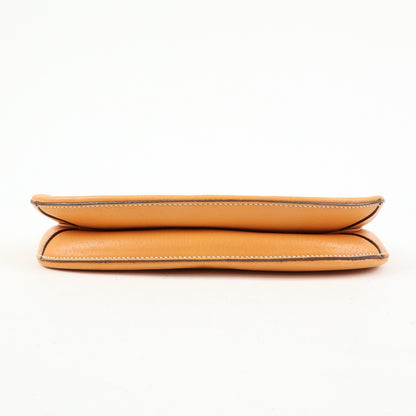 Salvatore Ferragamo Gancini Top Handle Leather, Orange, Leather, Handbag