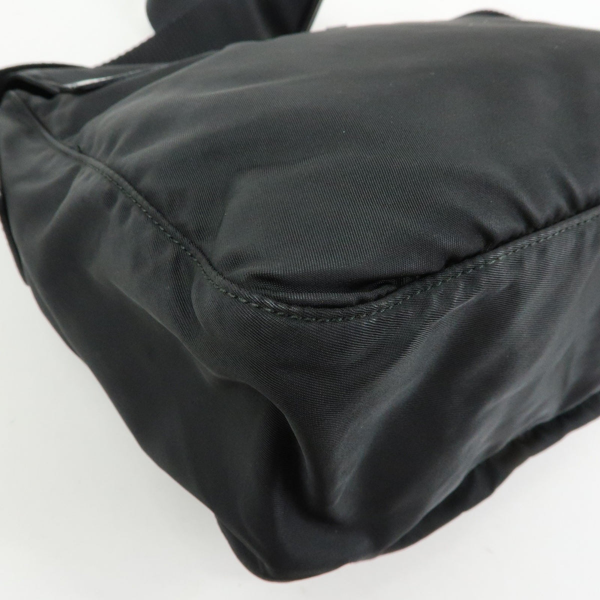 Prada Zip Buckle Messenger Tessuto, Black, Nylon, Handbag