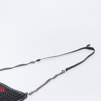 Christian Louboutin Loubiposh Clutch Spiked Patent, Black, Patent Leather, Clutch