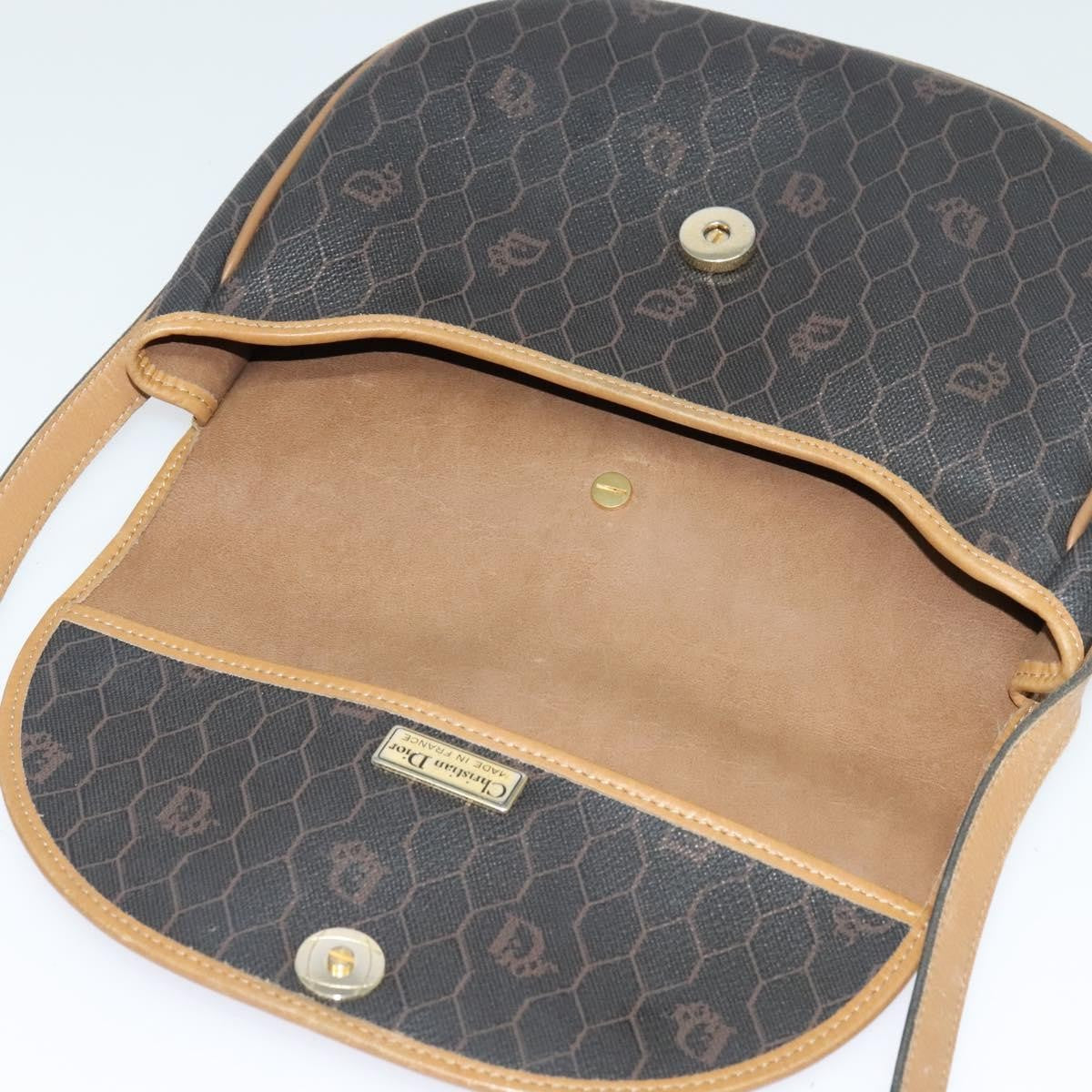 Christian Dior Vintage Honeycomb Flap Canvas and Leather, Black, Canvas, Shoulder Bag