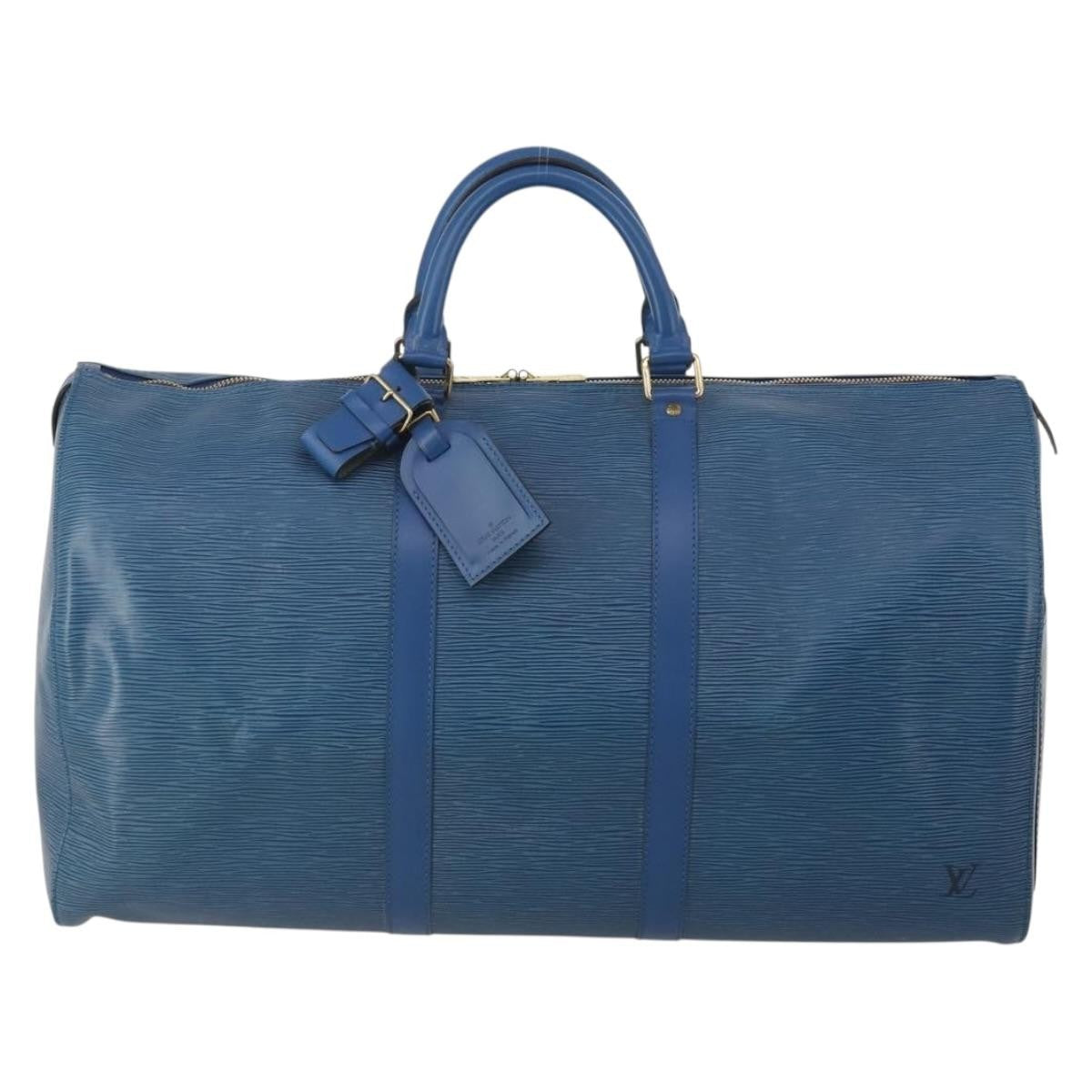 Louis Vuitton Keepall Bag Epi Leather, Blue, Leather, Travel Bag