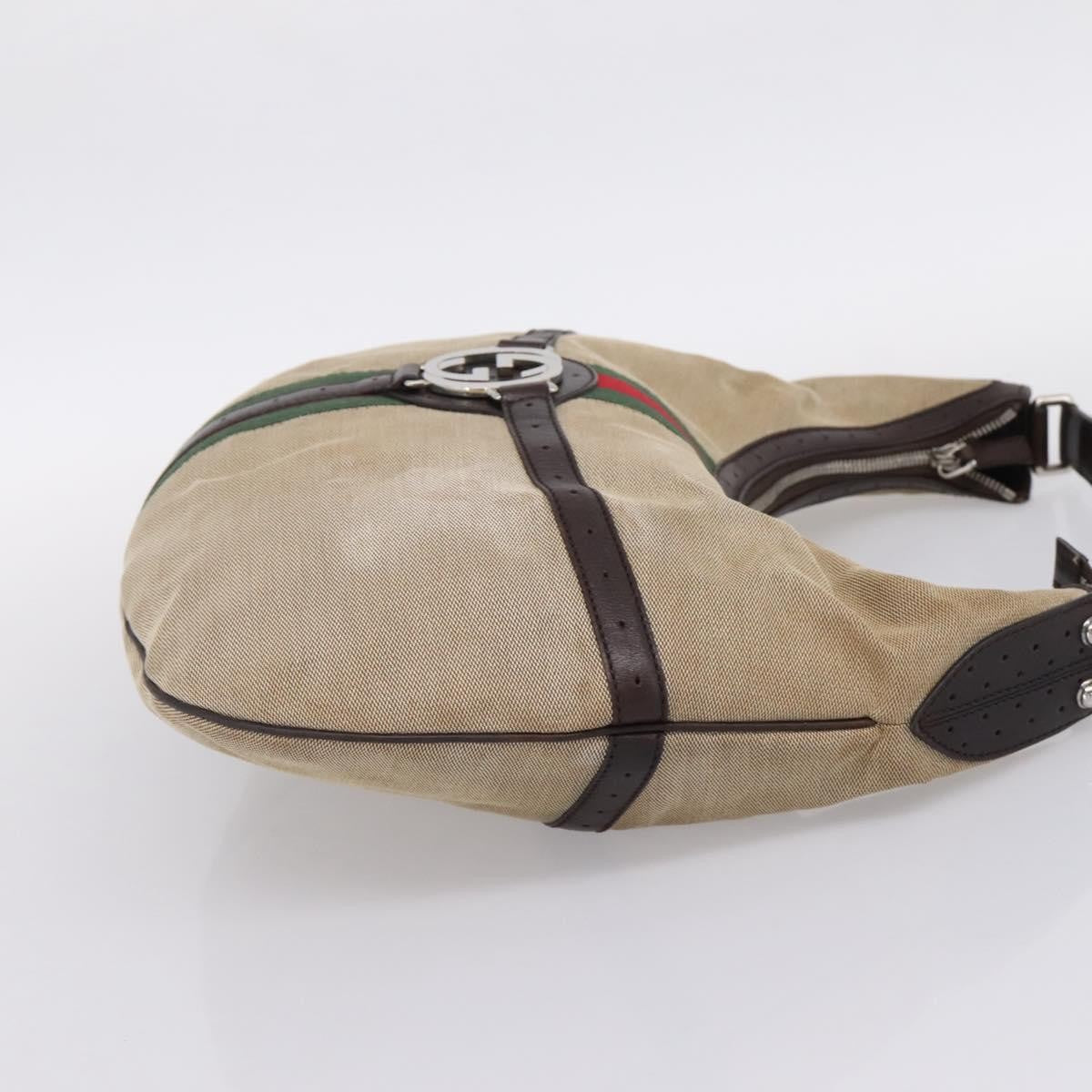Gucci Reins Web Hobo Canvas, Beige, Canvas, Shoulder Bag