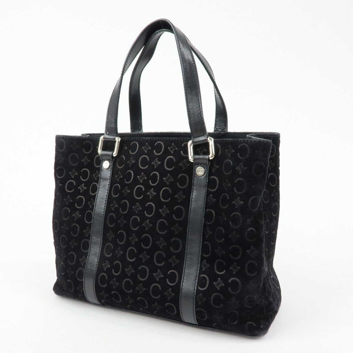 Celine C Macadam Tote PVC leather/ Macadam canvas, Black, Suede, Shoulder Bag