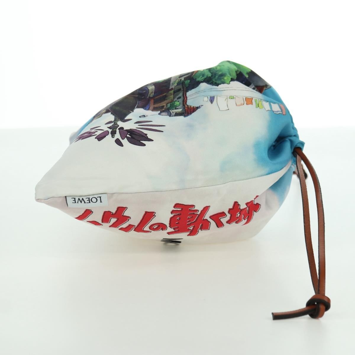 Loewe Paula Drawstring Printed Canvas, Blue, Canvas, Clutch
