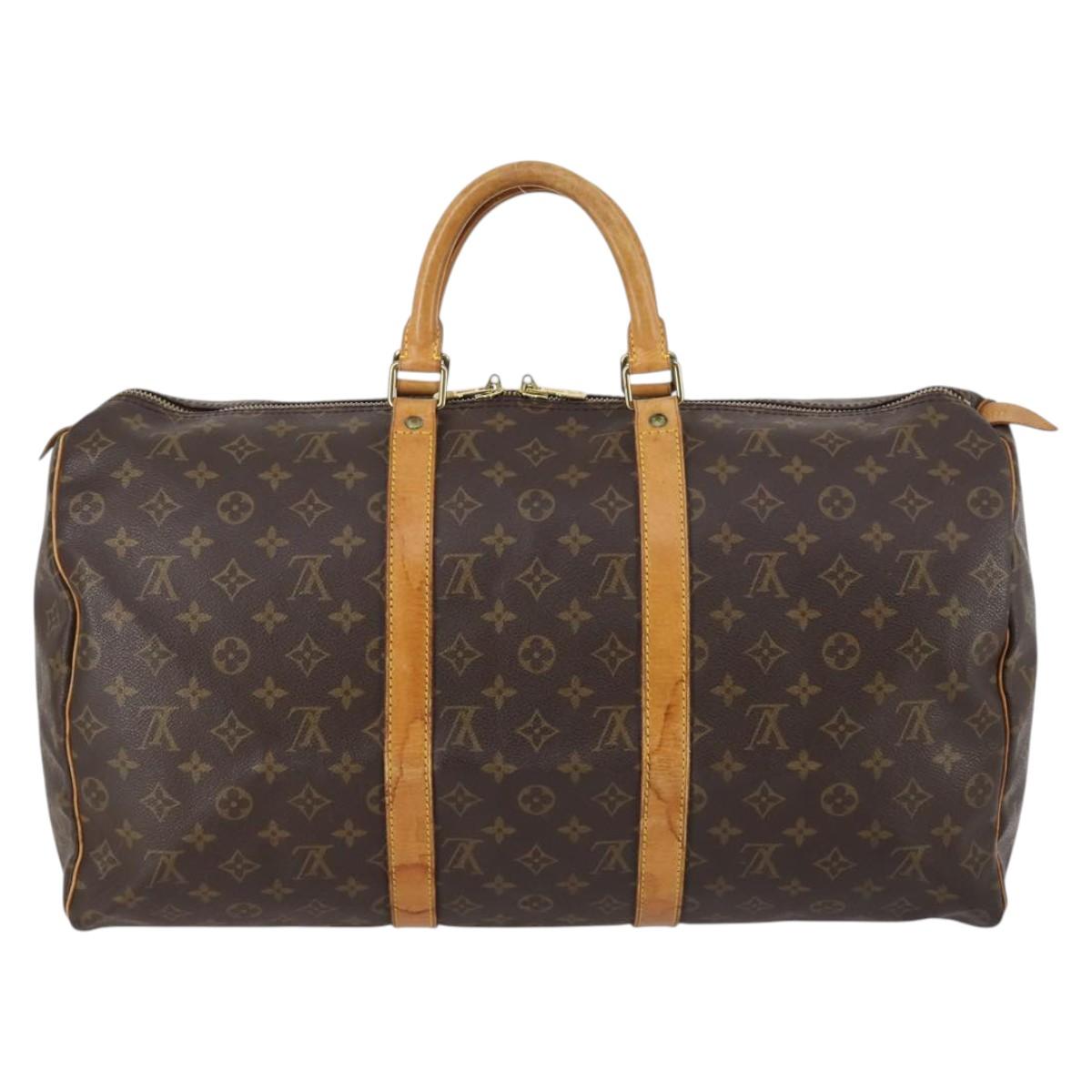 Louis Vuitton Keepall Bag Monogram Canvas, BROWN, CANVAS, Travel bag
