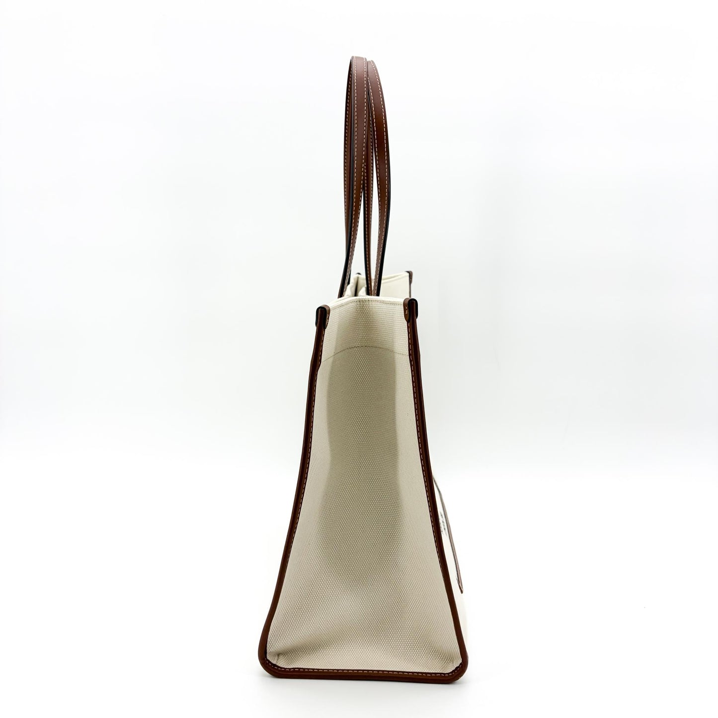 Burberry Freya Shopping Canvas with Leather, Beige, Canvas, Tote Bag