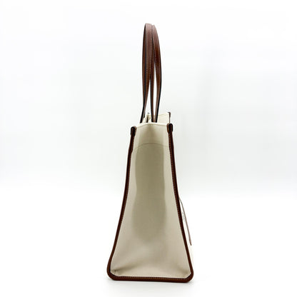 Burberry Freya Shopping Canvas with Leather, Beige, Canvas, Tote Bag