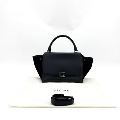 Celine Trapeze Leather, Black, Leather, Handbag