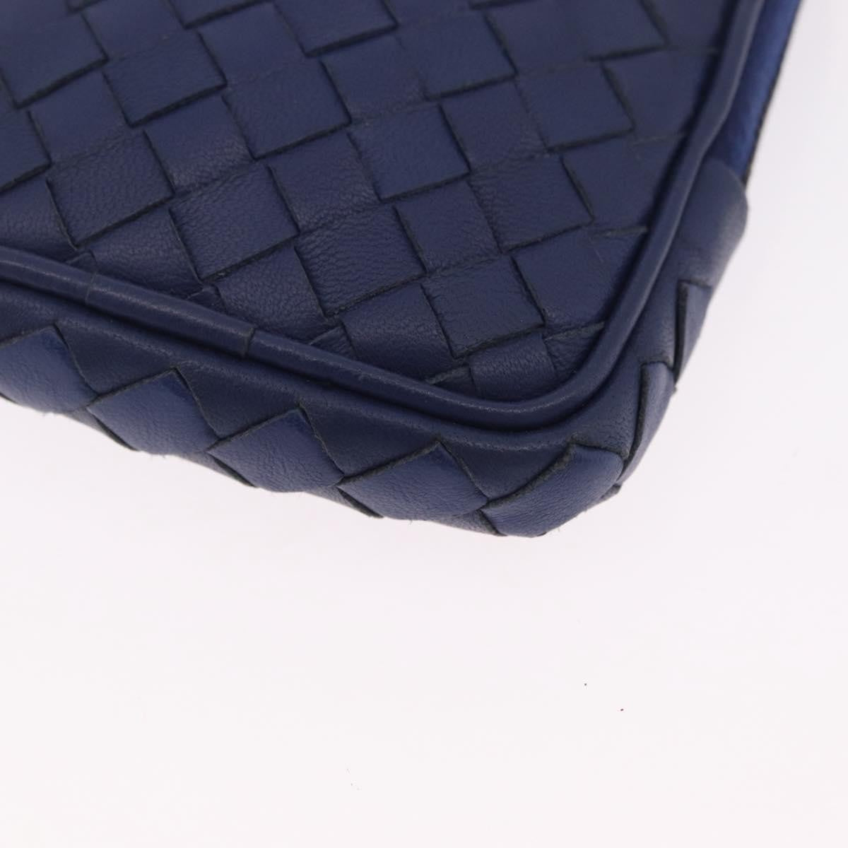 Bottega Veneta Zip Around Intrecciato Nappa, Navy, Leather, Handbag