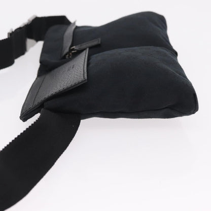 Gucci Vintage Double Web Belt Canvas, Black, Canvas, Shoulder Bag