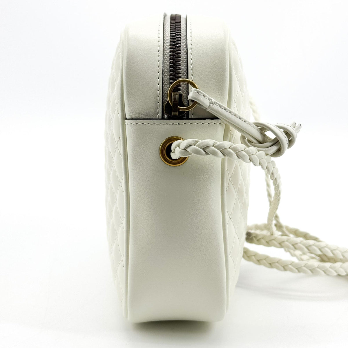 Gucci Trapuntata Camera Quilted Leather, White, Leather, Handbag